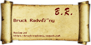 Bruck Radvány névjegykártya
